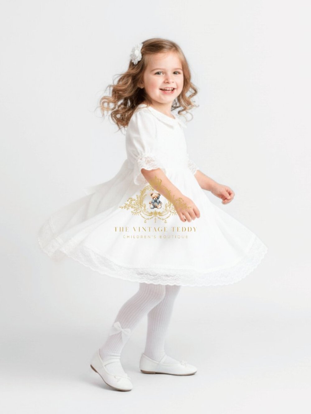 NWT Cute Little Girls Tights Children Stockings Kids Socks Satin Bow White 1-2Y